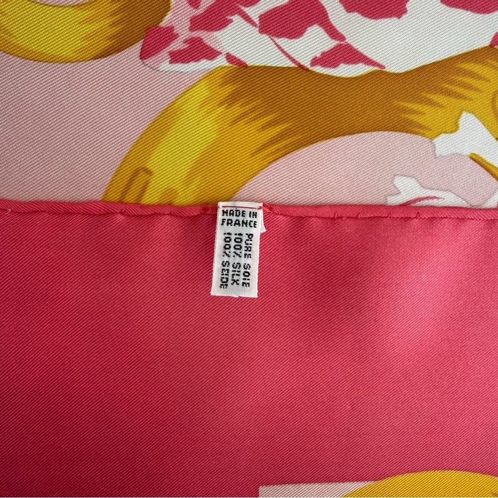Authentic Celine Pink & Gold Seashell Silk Scarf - Picture 3 of 12